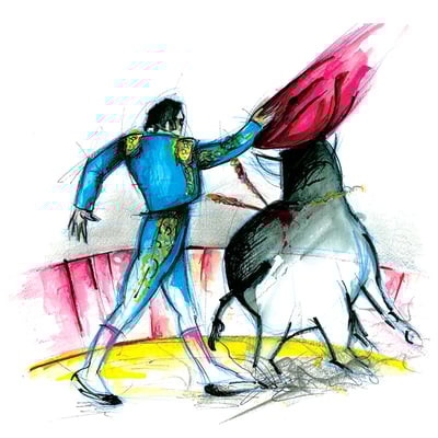 Illustration Aquarelle Tauromachie