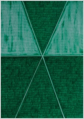 21 cm x 29,7 cm - Phthalogrün Dunkel - Farbstift auf Papier - 2020 - ( " DNA - Farben-Chakren " )