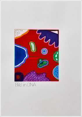 Aquarellfarbstift, Bleistift, Pigmenttinte-Liner auf Papier, 21 cm x 29,7 cm, - 2022 ( " Bilder in DNA gespeichert " )