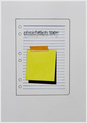 Aquarellfarbstift, Bleistift, Farbstift auf Papier, 21 cm x 29,7 cm, - 2023 ( " Packungsbeilage / Beipackzettel - absichtlich leer " )