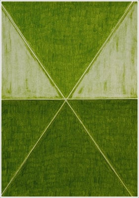 21 cm x 29,7 cm - Grünerde-Gelblich - Farbstift auf Papier - 2017/18 - ( " DNA - Farben-Chakren " )