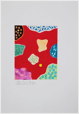 Aquarellfarbstift, Bleistift, Pigmenttinte-Liner auf Papier, 21 cm x 29,7 cm, - 2021 ( " Bilder in DNA gespeichert " )