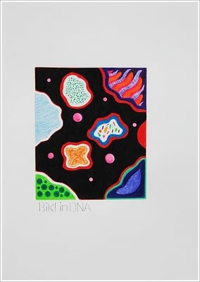 Aquarellfarbstift, Bleistift, Pigmenttinte-Liner auf Papier, 21 cm x 29,7 cm, - 2021 ( " Bilder in DNA gespeichert " )