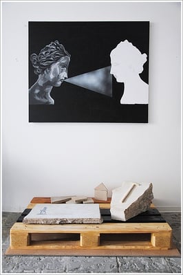 " Venus " - Acryl-Buntlack / Stein / Holz / Leinwand - 2014