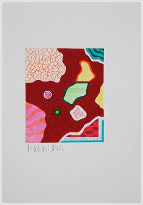 Aquarellfarbstift, Bleistift, Pigmenttinte-Liner auf Papier, 21 cm x 29,7 cm, - 2021 ( " Bilder in DNA gespeichert " )