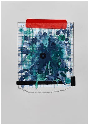 Aquarellfarbstift, Bleistift, Farbstift auf Papier, 21 cm x 29,7 cm, - 2023 ( " Packungsbeilage / Beipackzettel - absichtlich leer " )