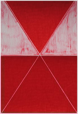 21 cm x 29,7 cm - Scharlachrot-Tief - Farbstift auf Papier - 2017 - ( " DNA - Farben-Chakren " )