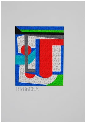 Farbstift, Pigmenttinte-Liner auf Papier, 21 cm x 29,7 cm, - 2021 ( " Bild in DNA gespeichert " )