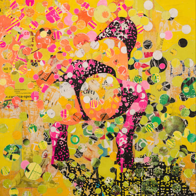 Relation 01 l 2018 l 80x80 cm l  Papier auf Holz 