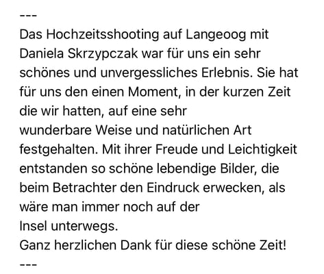 Meinung meiner Gäste zum Hochzeitsshooting  