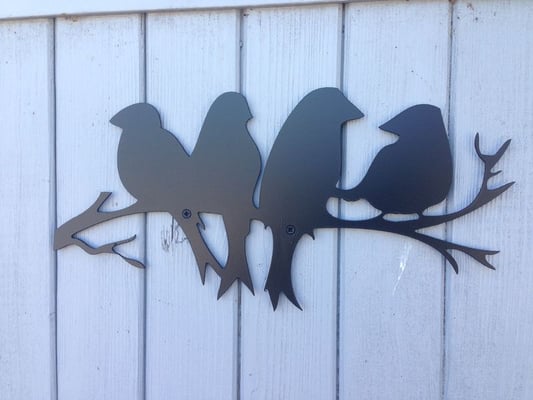 les oiseaux sur une branche  en tôle de 3mm noir mat, 40/20cm 