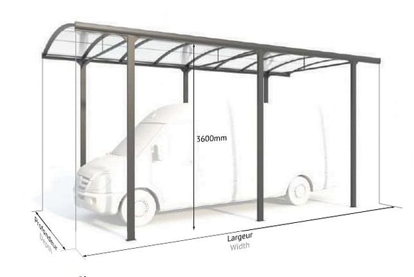 Abri grande hauteur adapté aux camping car pour prolonger sa durée de vie en le protégeant du soleil, de la pluie et des débris.