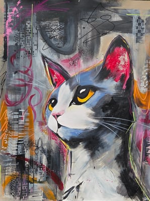 "Stadtorakel" Acryl, Papier 50x65cm 250 Franken