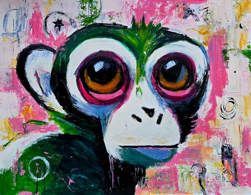 "Affe" Acryl, Papier 50x65cm, 170 Franken