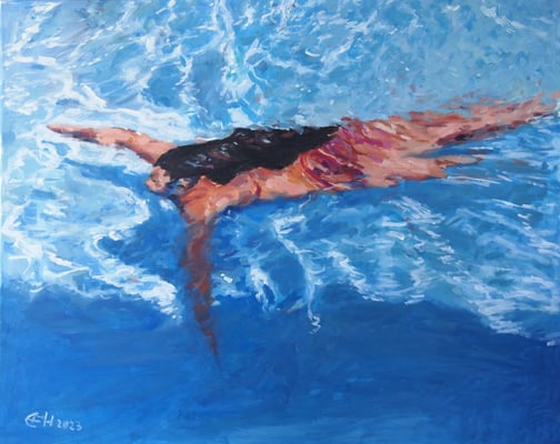 Into The Pool  80x100cm Öl/Lwd.