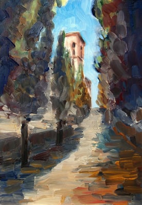 In der Toskana,Öl-Holz 23x32cm