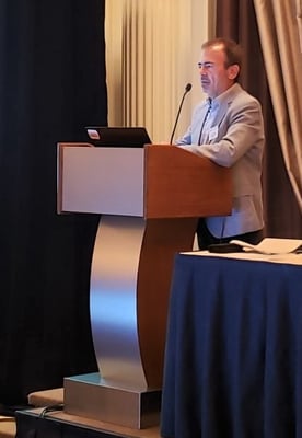 A.J. DeCenso presents Ecutec's new Pamir mill to the conference attendees.