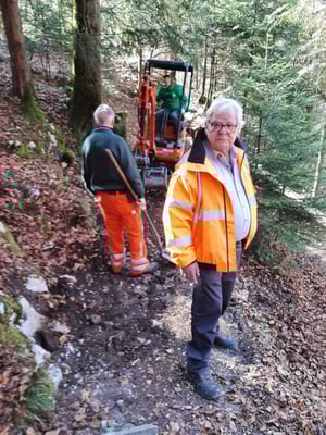 Verteilung des Mergels auf den Wanderweg