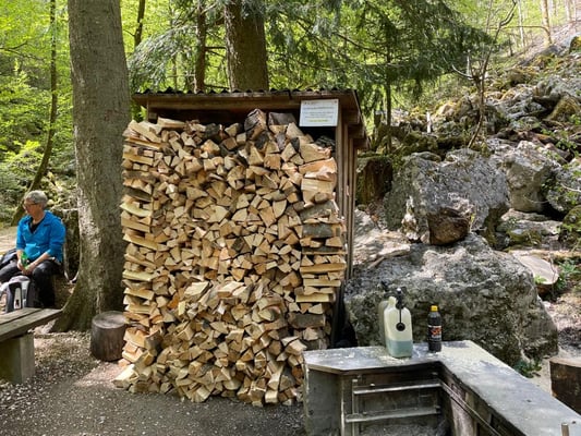 Endresultat, übervoller Holzunterstand. Superarbeit