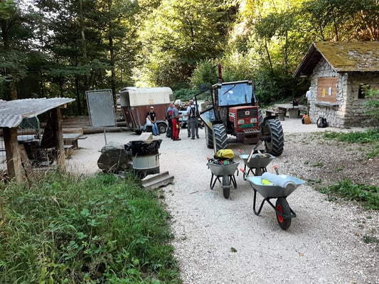 Ankunft der groben Maschinen für die Holzbearbeitung