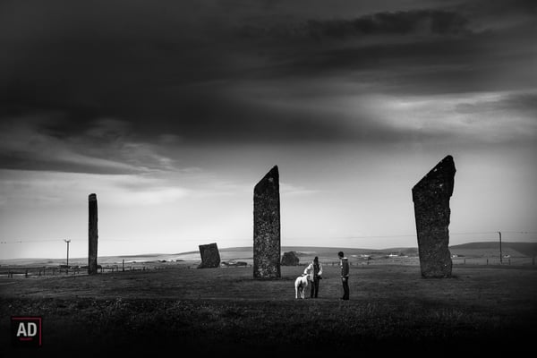 Between large stones