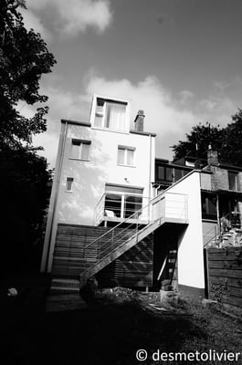 réalisation enduits de façade et terrasse acier-bois - Lucanre zinc - box on the roof Profondeville