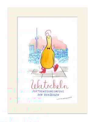 Originalzeichnung "Watscheln – Fortbewegungsmodus der Behäbigen"