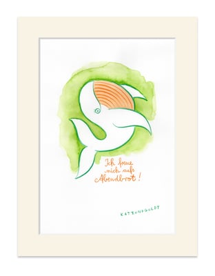 Originalzeichnung "Ich freue mich aufs Abendbrot"