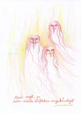 Originalzeichnung "Man sagt, es seien milde Lüftchen angekündigt"