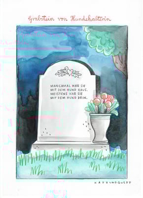 Originalzeichnung "Grabstein von Hundehalterin"