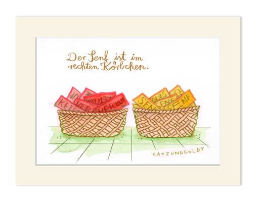 Originalzeichnung "Der Senf ist im rechten Körbchen"
