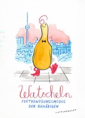 Originalzeichnung "Watscheln – Fortbewegungsmodus der Behäbigen"