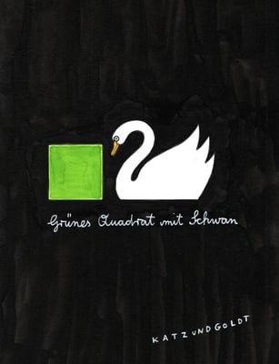Originalzeichnung "Grünes Quadrat mit Schwan"