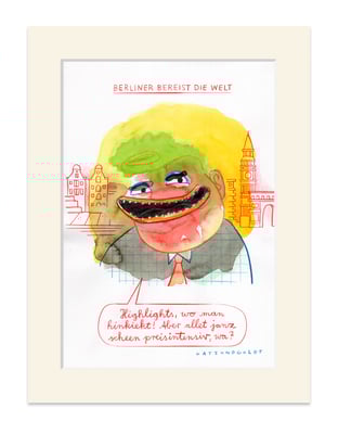 Originalzeichnung "Berliner bereist die Welt"
