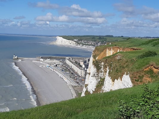 Der Stellplatz von Le Tréport auf einer 100 m hohen Klippe