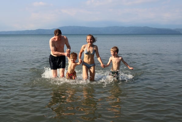 Baden im Golfo Dulce beim Wassertemperaturen von 32-34 Grad