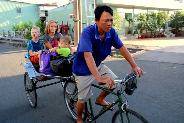 Transport zum Schnellboot in Chau Doc, dem Grenzort an der kambodschanischen Grenze