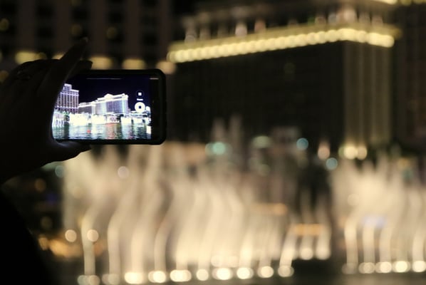Springbrunnen vor dem Hotel Belagio als beliebtes Fotosujet