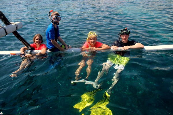 Aber wir haben auch tagsüber etwas unternommen: Hier bei der Schorcheltour auf den Gili Islands