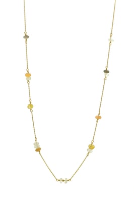 N009　ネックレス（K10、ムーンストーン、ラブラドライト、シトリン）