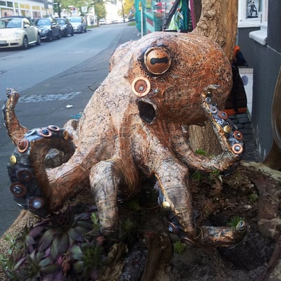 Octopus - Paper maché (music sheets), tape, wire, nuts and bolts, beads [SOLD]