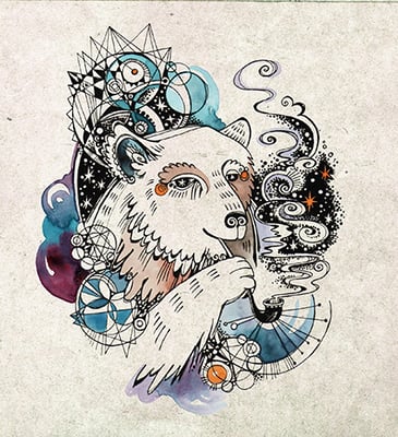 "Space Bear", fineliner and ink, 2015