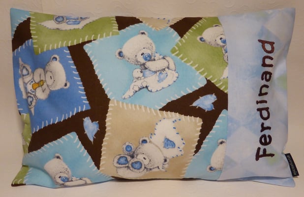 Kissen mit Flauschfüllung, zur Geburt, Taufe oder einfach so, mit Inlett (alles waschbar), Größe ca. 25 x 35 cm