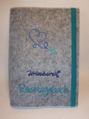 Reisetagebuch "Urlaubsreif" mit Notizbuch in DIN A 5-Format (nachfüllbar) (Stickdatei von Rock-Queen)