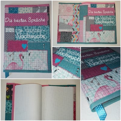 Notizbuch, um die besten Sprüche seines Nachwuchses aufzuschreiben - man vergißt sie so schnell! Dies hier war ein Einzelstück, das schon weg ist, aber schreib mir, was Du Dir vorschwebt (Jungen-/Mädchenfarben, evtl. Motiv?). Preis für abgebildetes 23€