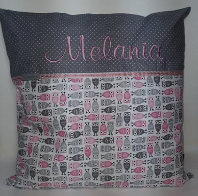 K Eulen rosa-grau, hier in 40x40 cm 