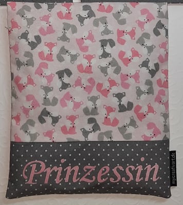 BK Mini-Füchse rosa-grau mit grauem Schrift-Hintergrund (geplottet)