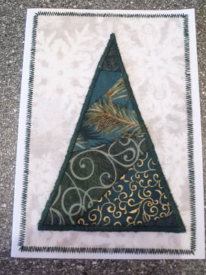 "Gepatchter" Weihnachtsbaum als Klappkarte (Beispielfoto)