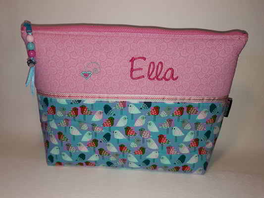 WTB "Vögel pink-rosa auf türkis", nur noch wenig Stoff da