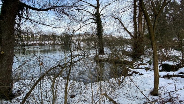 Vom Kraftwerk in Richtung Städtchen Laufenburg, 20.01.2021. (Foto CC)